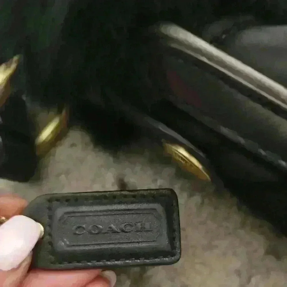 Coach Vintage Y2K Black Quilted Signature Rabbit Fur Trimmed Shoulder Bag - Picture 7 of 13